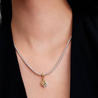 Charm Pendant Étoile Polaire Gravable Diamant de Synthèse en Argent 925 et Métal Doré - Pandora