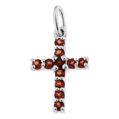 Pendentif Croix Or Blanc 375 & Grenat - Aurora