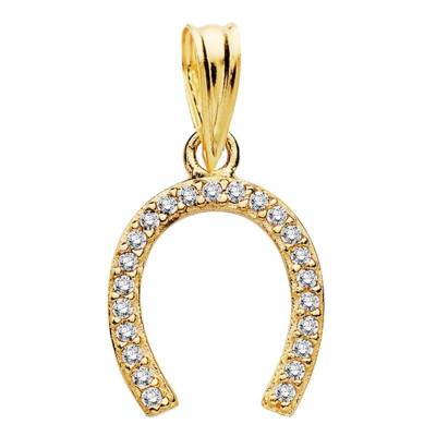 750 Yellow Gold Brilliant Horseshoe Pendant - Lumiosa