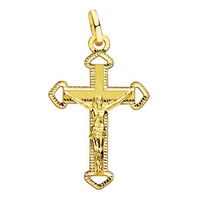 Croix Christ sculptée Or Jaune 750 20 mm - Lumiosa