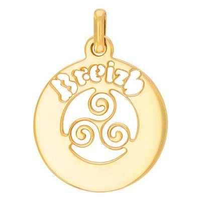 Pendentif Ajouré Triskel Gravure "Breizh", Or Jaune 375 ou 750 - Rosatella
