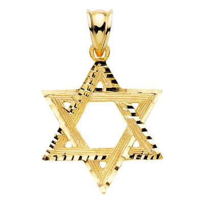 750 Yellow Gold Faceted Star of David Pendant - Lumiosa