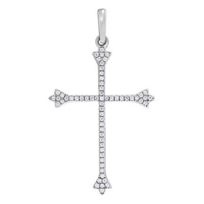 750/1000 White Gold & Diamond Slim Cross Pendant - Allegoria