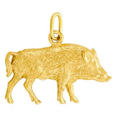 Yellow Gold Wild Boar Pendant - Vandona