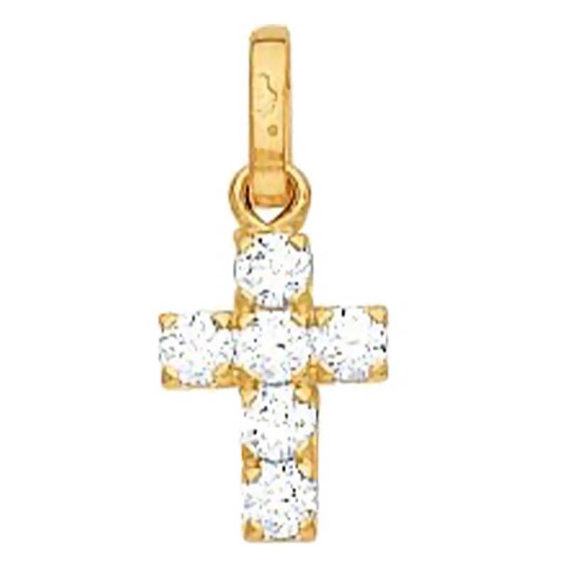 750/1000 Yellow Gold Cross Pendant & 6 Cubic Zirconia - Vandona