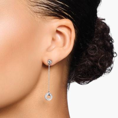 White Stone & Silver Circle Drop Earrings - H2063-051-14 - Thomas Sabo