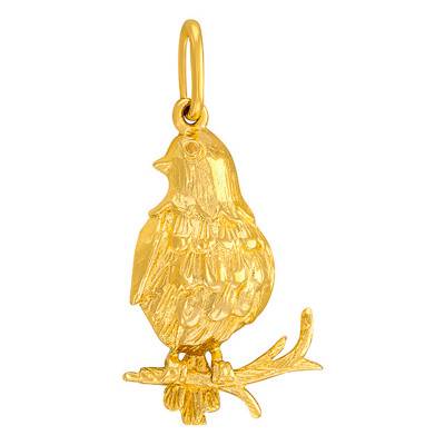 Pendentif Oiseau Sur Sa Branche Or Jaune - Vandona