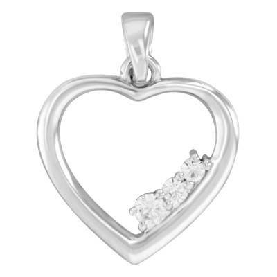 Pendentif Coeur Ajouré & Oxydes de Zirconium en Argent - Naïades