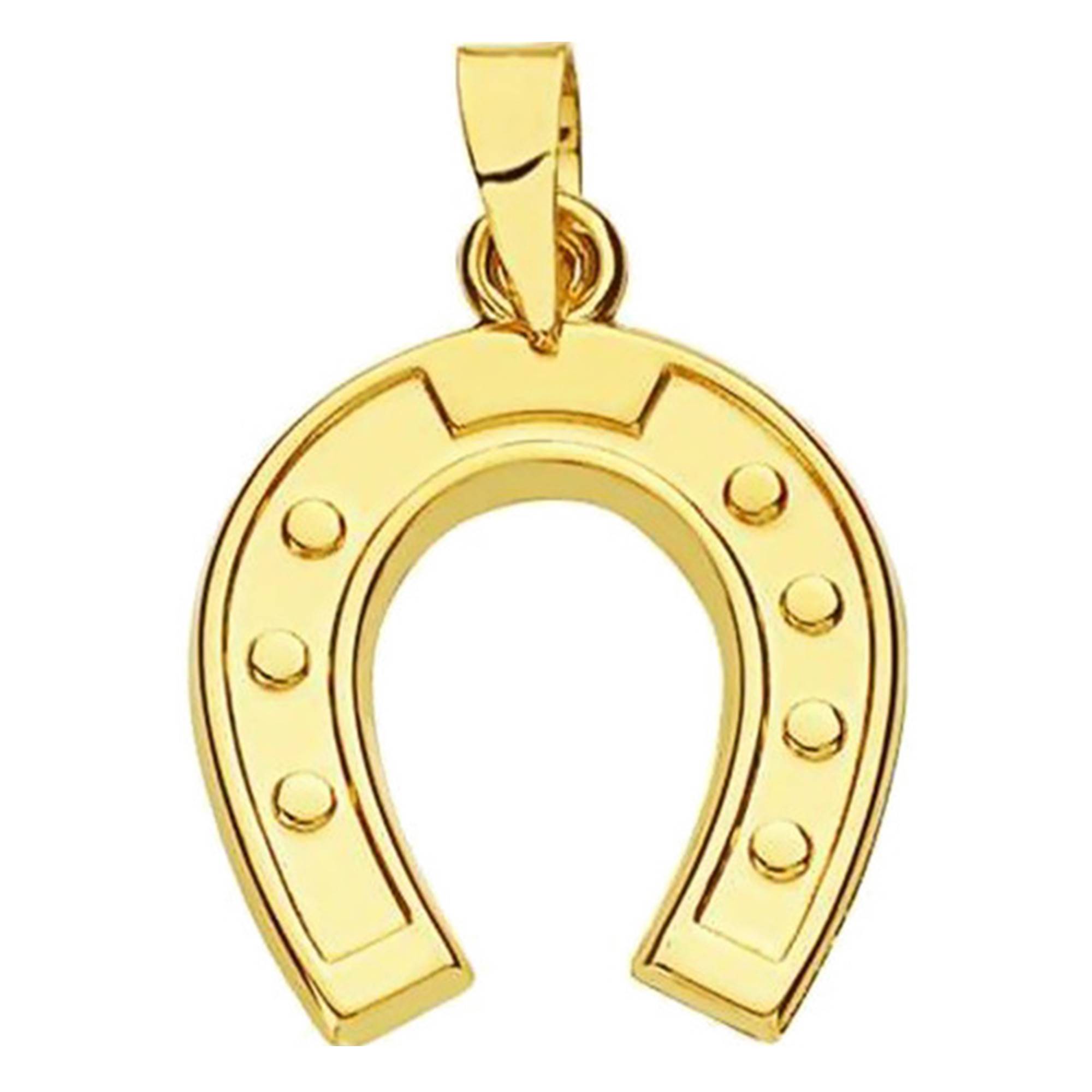 Pendentif Porte-bonheur Fer à Cheval En Plaqué Or 750/000 - Garanti Sans Nickel - Pour Femme