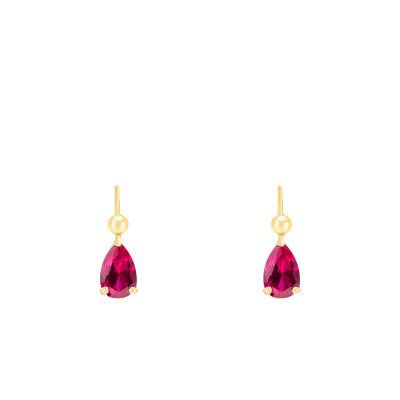 Boucles d'oreilles dormeuses, rubis & Or Jaune 375 - Allegoria