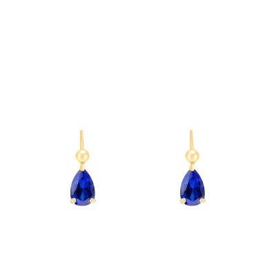 Boucles d'oreilles dormeuses, saphir & Or Jaune 375 ou 750 - Allegoria