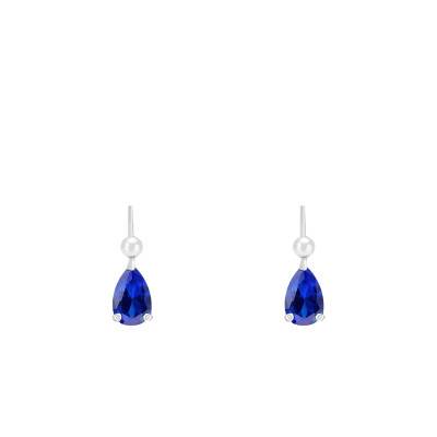Boucles d'oreilles dormeuses, saphir, et Or Blanc 750 - Allegoria