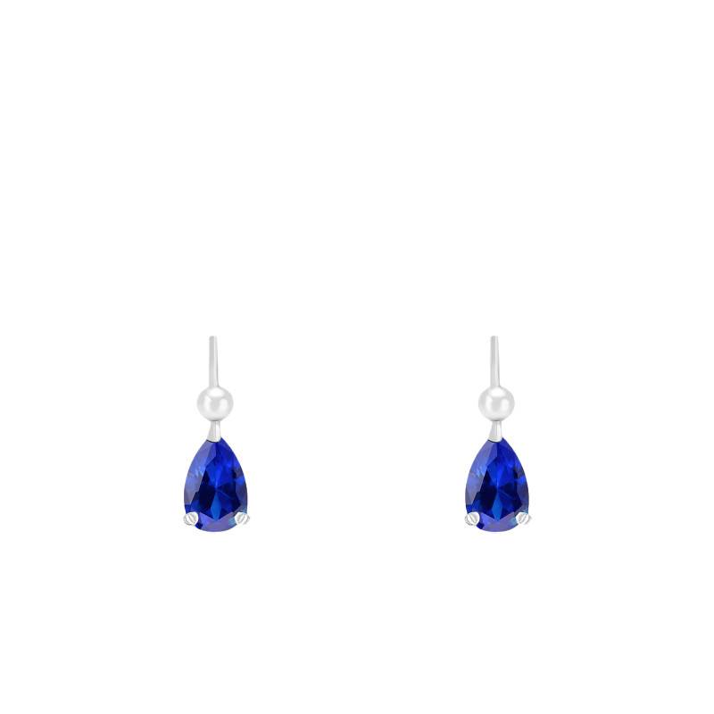 750/1000 White Gold & Sapphire Leverback Earrings - Allegoria