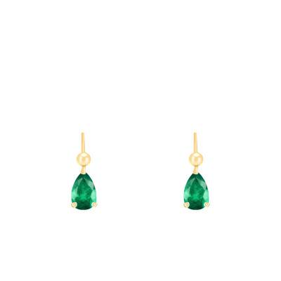 Boucles d'oreilles dormeuses, émeraude en Or Jaune 750 - Allegoria