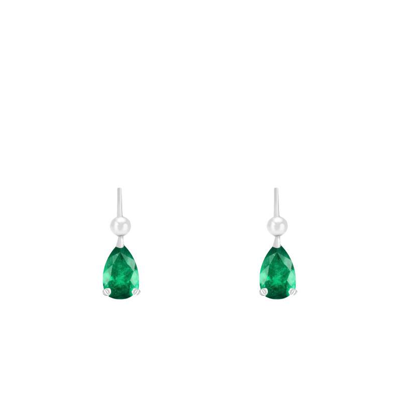 375/1000 White Gold or 750/1000 White Gold & Emerald Leverback Earrings - Allegoria
