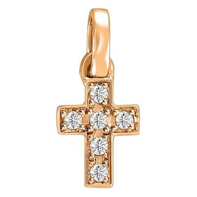 Pendentif Croix Or Rose & Diamants 0.05 carat - Juweel