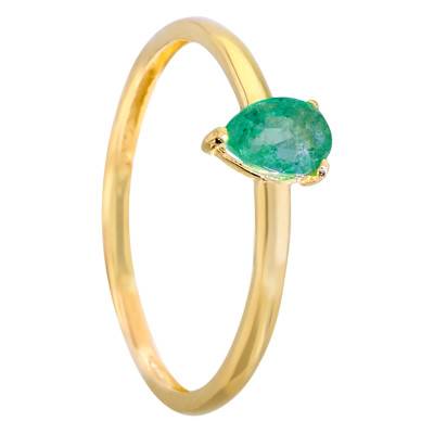 0,10 ct Pear Emerald Solitaire Ring in 750/1000 Yellow Gold - Allegoria