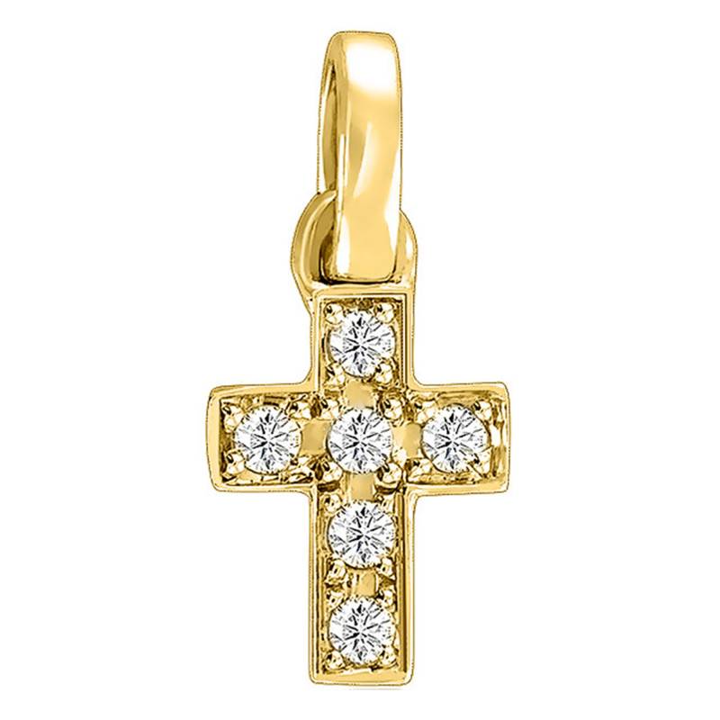Yellow Gold & Diamond Cross Pendant 0.05 ct - Juweel
