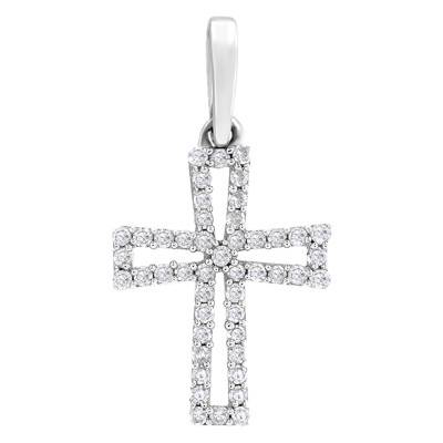 750 White Gold & Diamond Openwork Cross Pendant - Allegoria