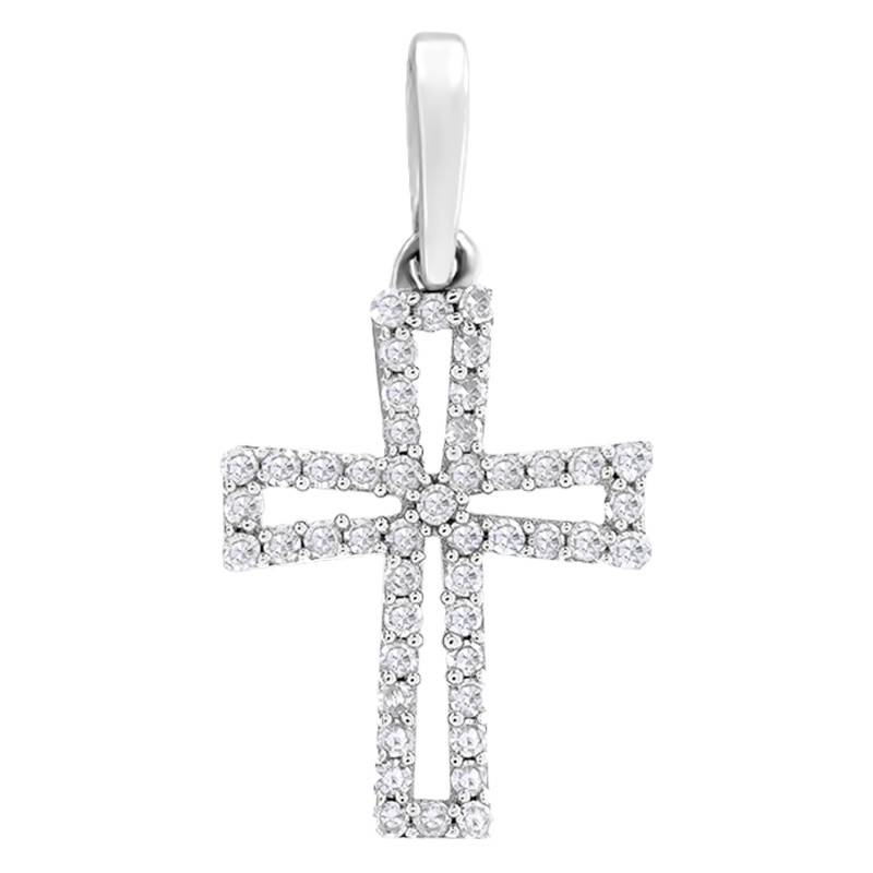 750 White Gold & Diamond Openwork Cross Pendant - Allegoria