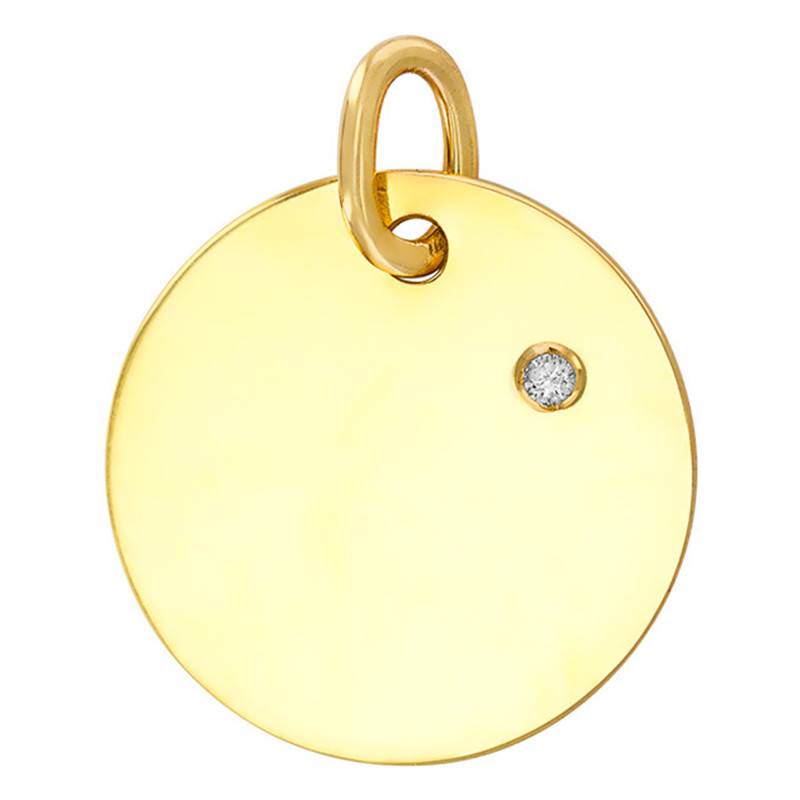 Yellow Gold 375/1000 or 750/1000 Round Medal Pendant & Diamond 0,011 CT - Rosatella