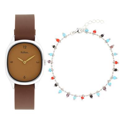 Colorama Double Choco Watch / Silver Multicolor Gypsy Bracelet Gift Set Kelton x Nilaï - Kelton