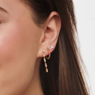 Petite Créole Unique Dorée Pierres Colorées - CR665-488-7, Diamètre 14 mm - Thomas Sabo