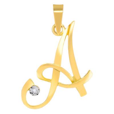 750/1000 Yellow Gold & Diamond Letter Pendant - Allegoria