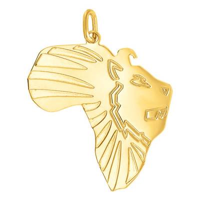 Pendentif Afrique & Tête de Lion Or Jaune - Vandona