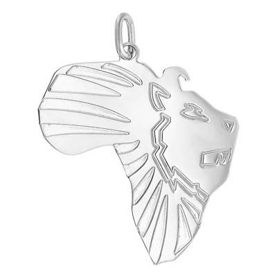 925 Silver Africa and Lion Head Pendant - Vandona