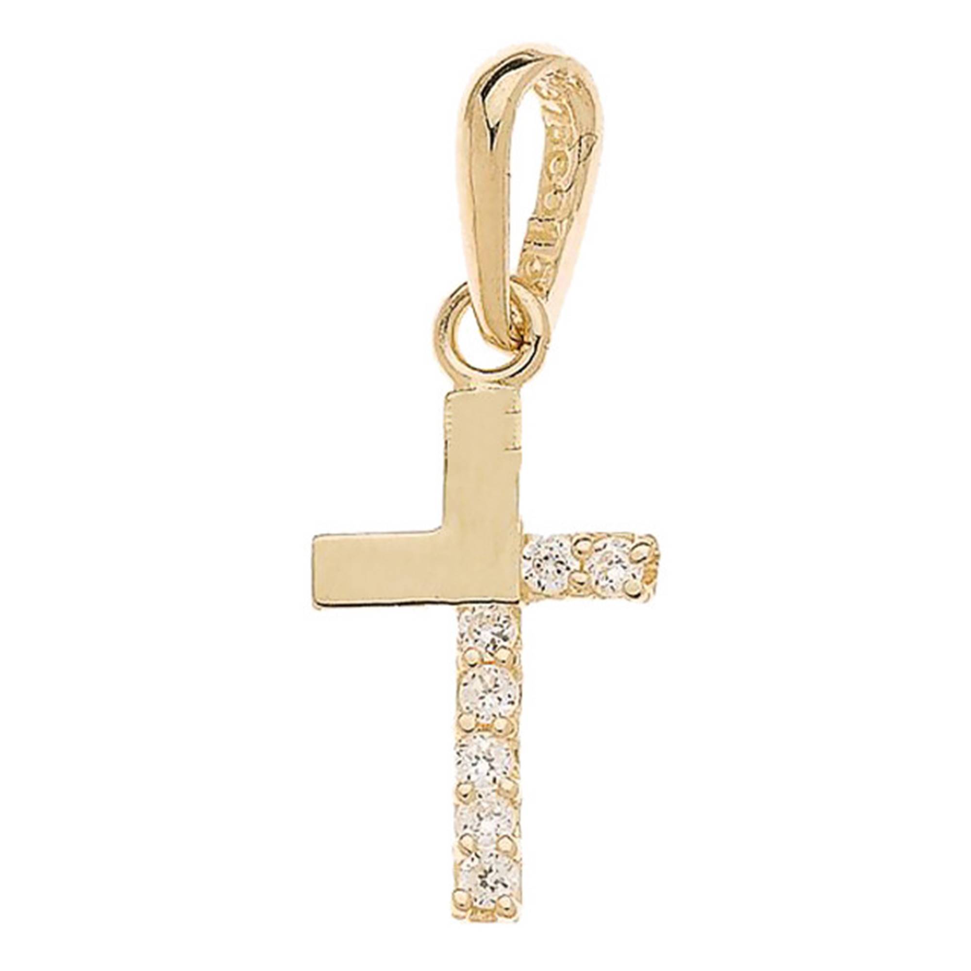 Pendentif Croix En Or 9 Carats (375/1000) Avec Oxyde De Zirconium - Taille 22x11mm - Neuf