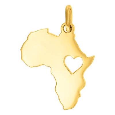 Pendentif Afrique & Coeur Or Jaune - Vandona
