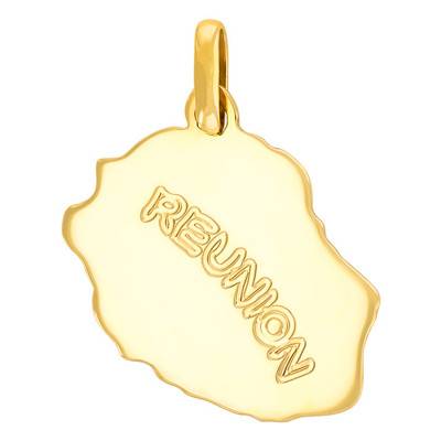Engraved Yellow Gold 375 or 750 Réunion Map Pendant - Rosatella