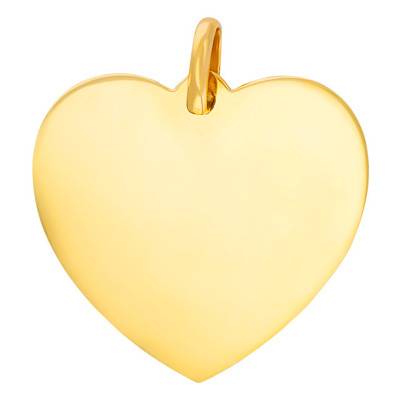 Yellow Gold 375/1000 or 750/1000 Flat Heart Pendant - Rosatella