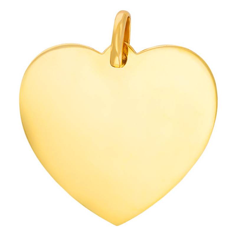 Yellow Gold 375/1000 or 750/1000 Flat Heart Pendant - Rosatella