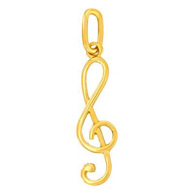 Yellow Gold 375 or 750 Treble Clef Pendant - Vandona