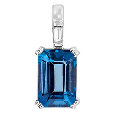 Pendentif Or Blanc 375 ou 750 Diamant & Topaze London Blue - Aurora
