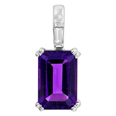 White 375/1000 or 750/1000 Gold Diamond & Amethyst Pendant - Aurora