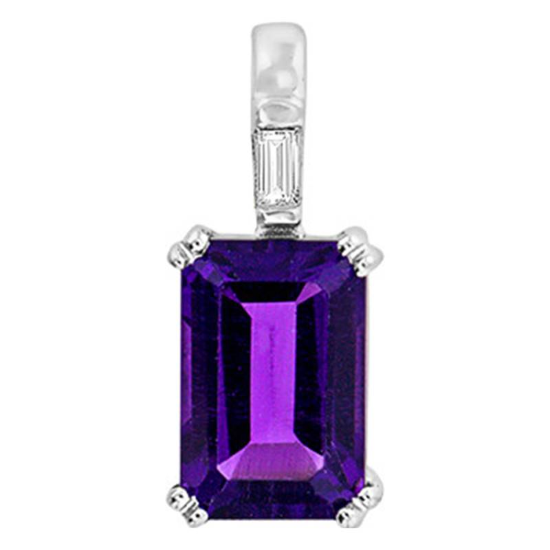 White 375/1000 or 750/1000 Gold Diamond & Amethyst Pendant - Aurora