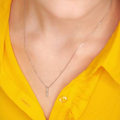 Pendentif, Or Blanc 750 & Emeraude - Aurora