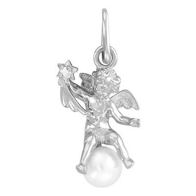 Pendentif Ange Perle & Oxyde Argent - Vandona