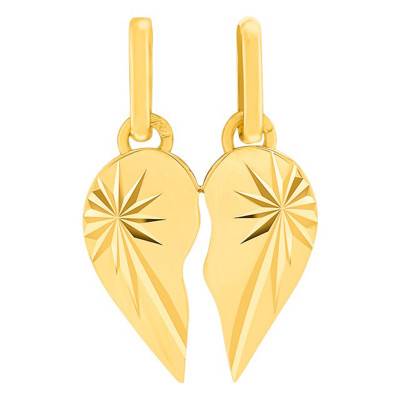 750 Yellow Gold Split Heart Pendant - Lucas Lucor
