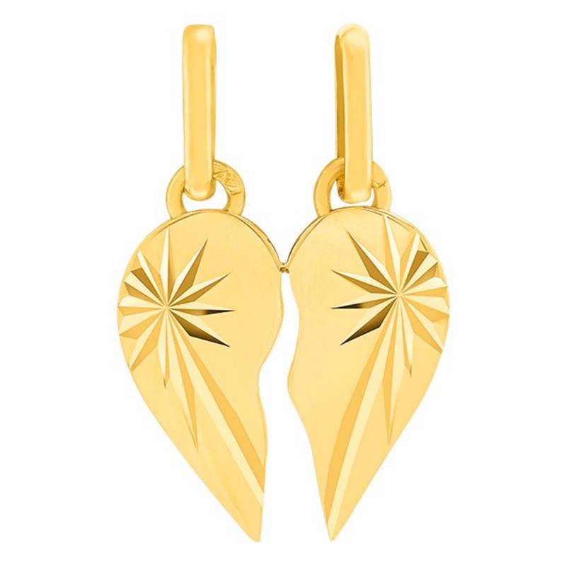 750 Yellow Gold Split Heart Pendant - Lucas Lucor