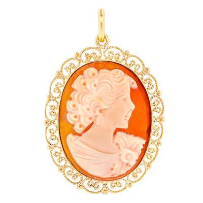 Pendentif Camée Madame Or Jaune 750 - Emanessence