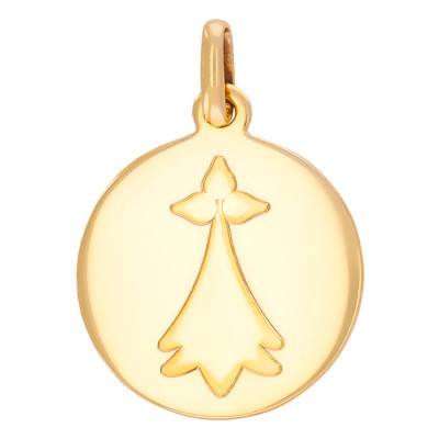 Pendentif Hermine Plaque Ronde Gravure, Or Jaune 375 ou 750 - Rosatella