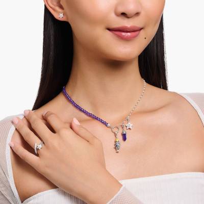 Collier Charmista As We Dream Perles Imitation Améthyste en Argent 925, 37 & 45 cm - KE2190-007-13 - Thomas Sabo