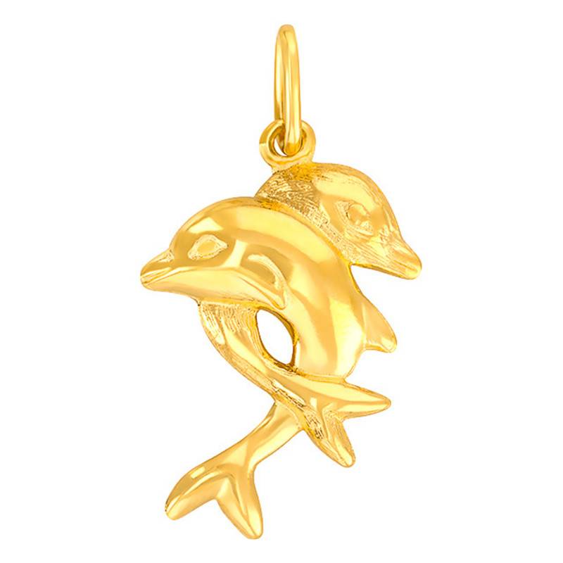 Yellow Gold 375 or 750 Dolphin Couple Pendant - Vandona