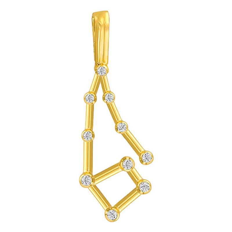 Yellow 375/1000 or 750/1000 Gold Aquarius Constellation Pendant - Vandona