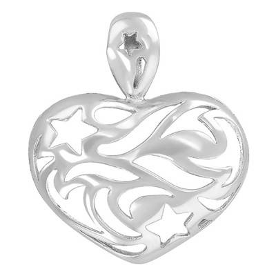 Pendentif Coeur & Etoile Ajouré Or Blanc - Vandona
