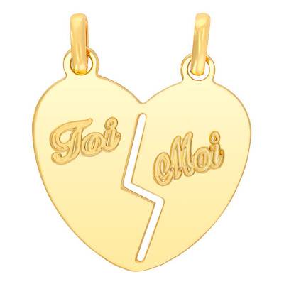 Pendentif Cœur Gravé "Toi Moi", Or Jaune 375 ou 750 - Rosatella